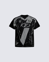 American Black Mesh Number Print Tee