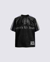 Black Gothic Letter Stripe Sport T-Shirt