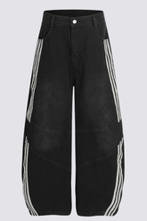 Concrete Drift Stripe Barrel Jeans In Black