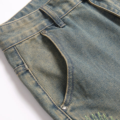 Mens Fashion Jeans Destroy embroidery thread balls 5721#