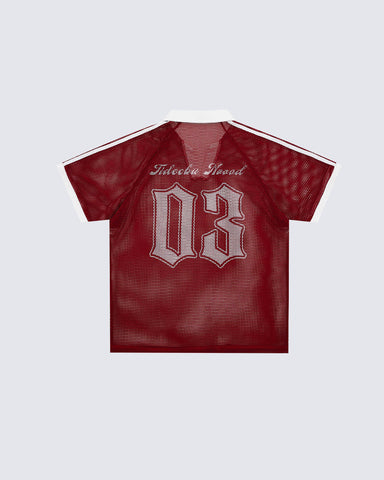 Vintage Mesh Number Graphic Polo Jersey Tee