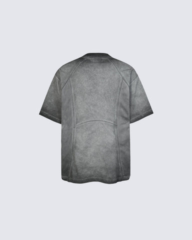 American Vintage Washed Panel Stitching Short Sleeve T-Shirt