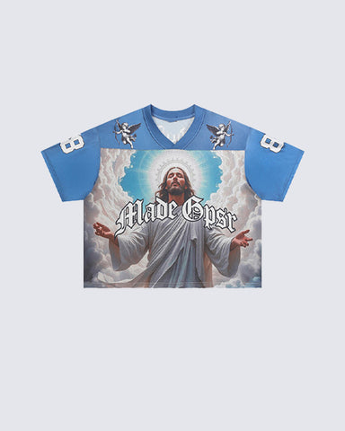 Vintage Religious Angel Graphic V-Neck Jersey Tee