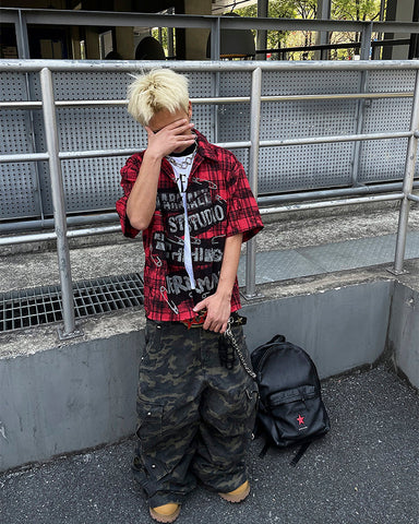 New American Red Plaid Print Shirt