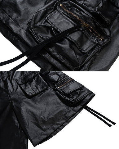 New Coated Zip Utility Cargo Shorts