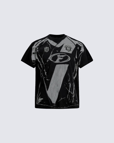 American Black Mesh Number Print Tee
