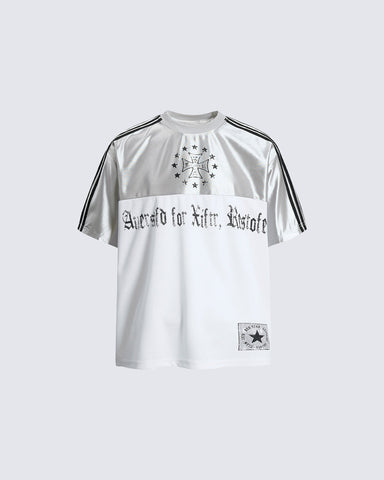Black Gothic Letter Stripe Sport T-Shirt