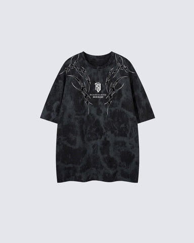 Tie-Dye Tribal Flame Graphic Oversized T-Shirt