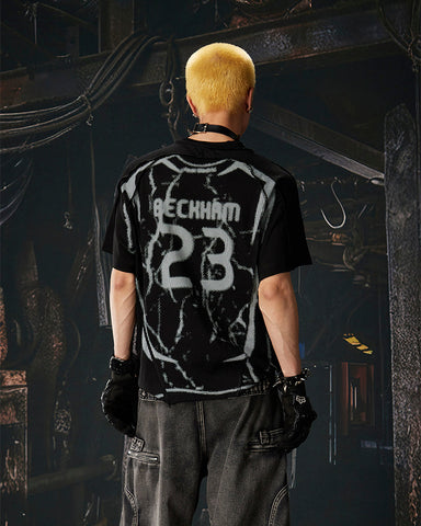 American Black Mesh Number Print Tee