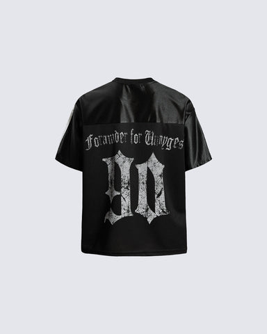 Black Gothic Letter Stripe Sport T-Shirt