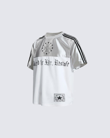 Black Gothic Letter Stripe Sport T-Shirt