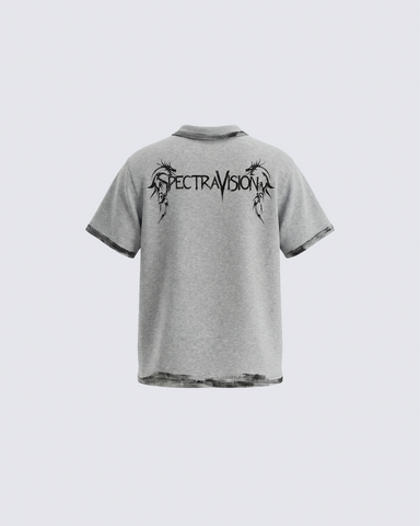 Vintage Gothic Cross Washed Polo Shirt