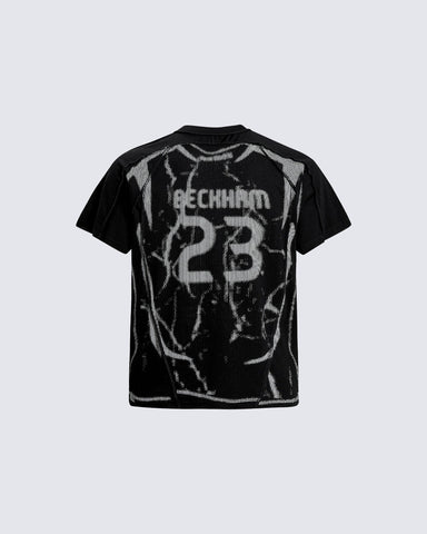 American Black Mesh Number Print Tee