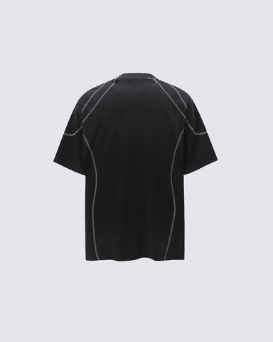 American Vintage Washed Contrast Stitch Graphic T-Shirt