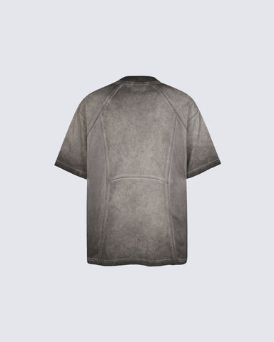 American Vintage Washed Panel Stitching Short Sleeve T-Shirt