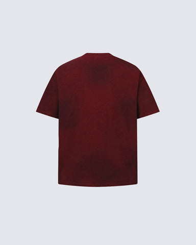 Vintage Washed Cross Graphic Burgundy Shirt