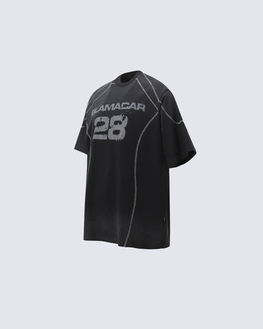 American Vintage Washed Contrast Stitch Graphic T-Shirt