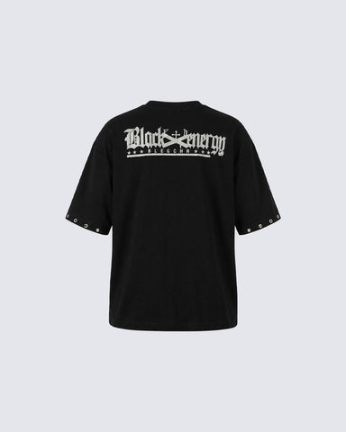 Dark Gothic Skull Print Henley Short Tee New