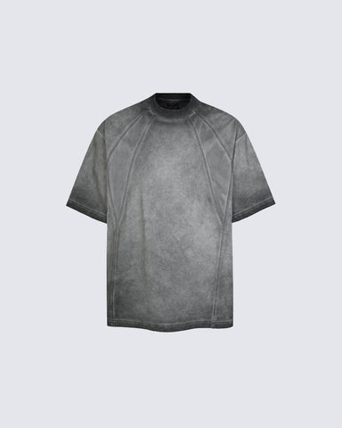 American Vintage Washed Panel Stitching Short Sleeve T-Shirt