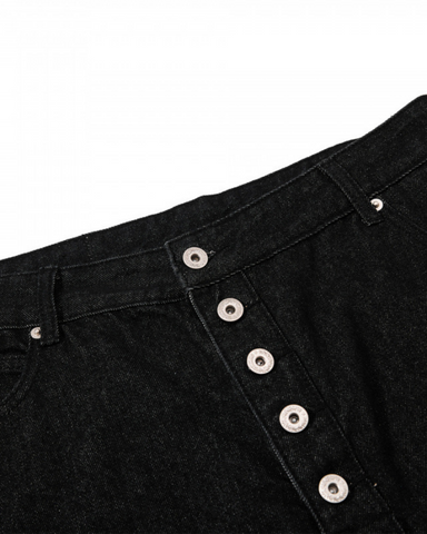 Button Detail Denim Wide  Loose Shorts