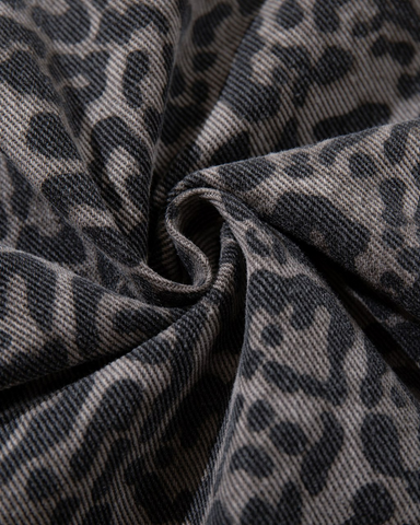 American Retro Leopard Print Patchwork Frayed Short-Sleeved Shirt