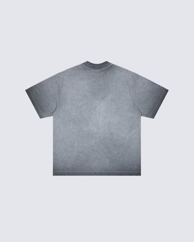 Grey Washed Graphic Print Short Sleeve T-Shirt