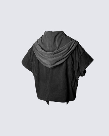 Segmented Wide Cropped Hoodie