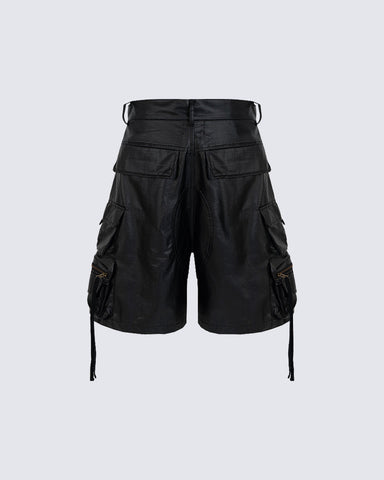 New Coated Zip Utility Cargo Shorts