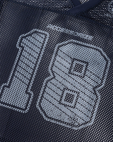 Black Mesh Number Print V-Neck T-Shirt