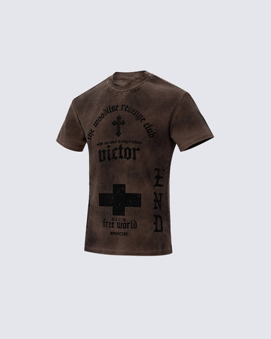 Vintage Fashion Niche Design Distressed T-Shirt