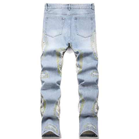 Mens Fashion Jeans Destroy embroidery thread balls 5720#