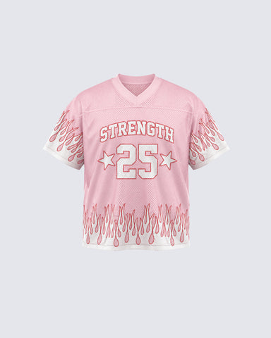 Flame Print Mesh Jersey Casual Tee