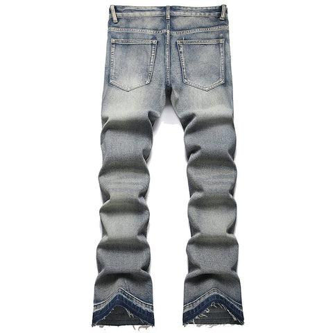 Mens Fashion Jeans Patchwork wide-leg pants 5713#