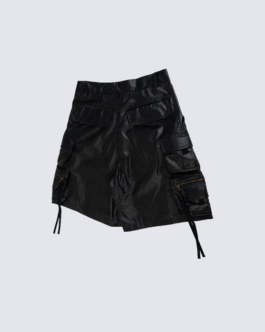 New Coated Zip Utility Cargo Shorts
