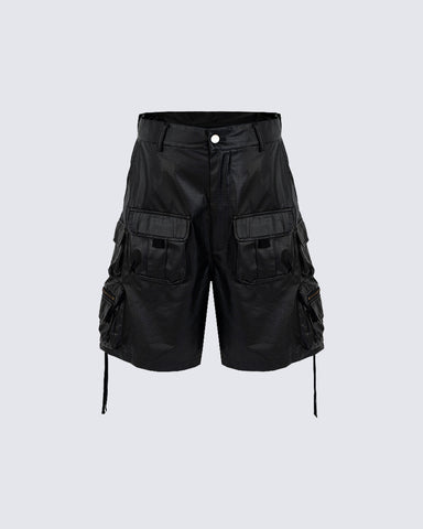 New Coated Zip Utility Cargo Shorts