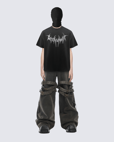 Black Graphic T-shirt with Abstract Print