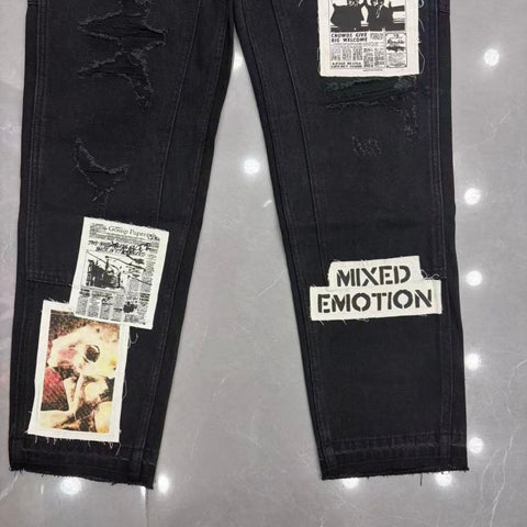 Mixed Emotion jeans High-quality streetwear made from pure cotton