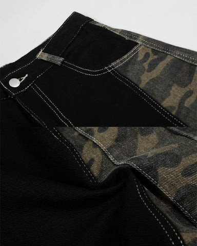 Contrast Panel Camo Utility Shorts New