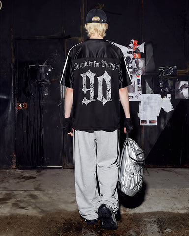 Black Gothic Letter Stripe Sport T-Shirt