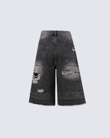 New Double Waist Distressed Denim Pants