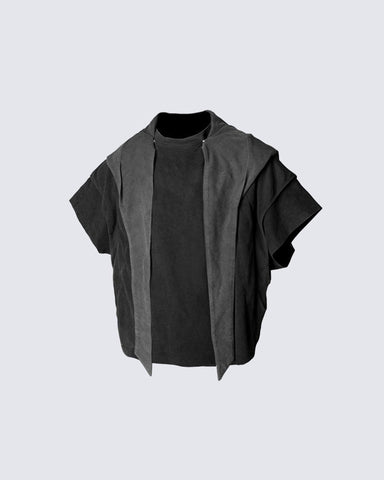 Segmented Wide Cropped Hoodie