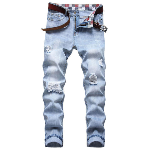 Mens Fashion Jeans Ripped D667#