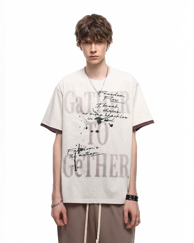 Vintage Washed Letter Print T-Shirt