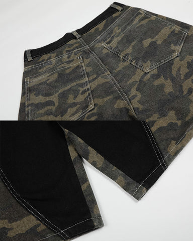 Contrast Panel Camo Utility Shorts New