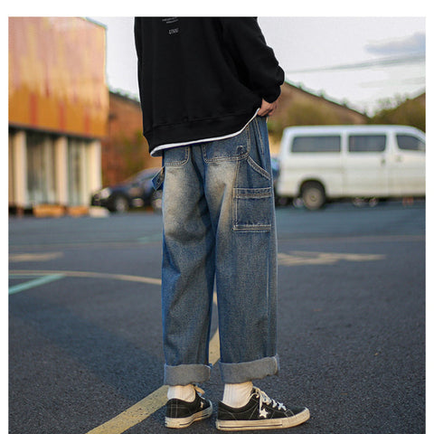 Men Jeans Washed Cargo Pants