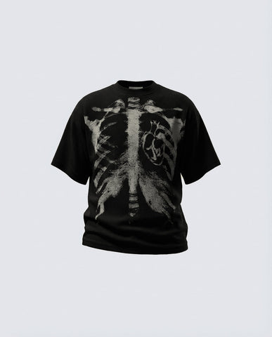 KIIKIO Skull Print Waffle T-Shirt