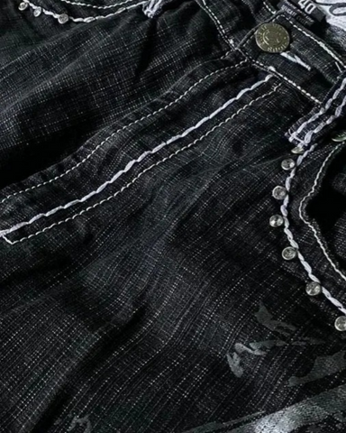 Retro Distressed Heavy-Duty Design Printed Shorts
