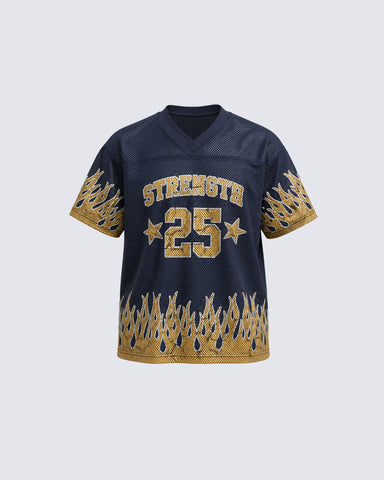 Flame Print Mesh Jersey Casual Tee