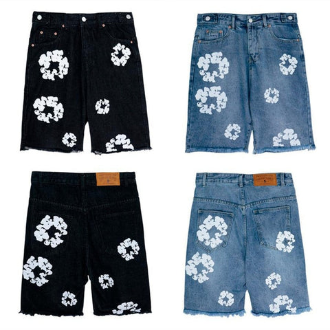 DENIM TEARS shorts denim kapok print summer loose for men and women