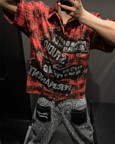 New American Red Plaid Print Shirt